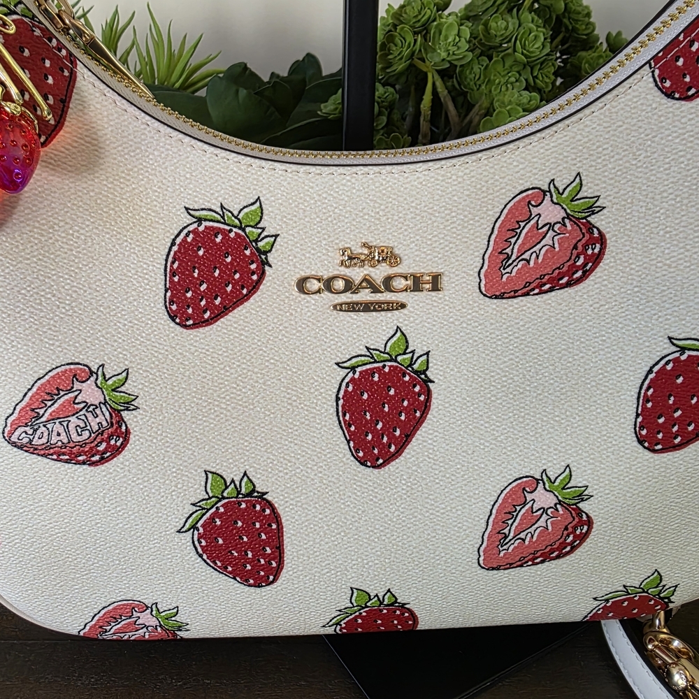 NWT Coach Teri Strawberry Print HOBO With Matching Wristlet And Unbranded Charm - Picture 2 of 16